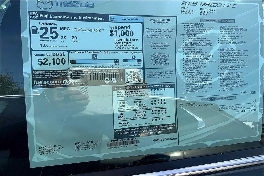 new 2025 Mazda CX-5 car, priced at $26,756