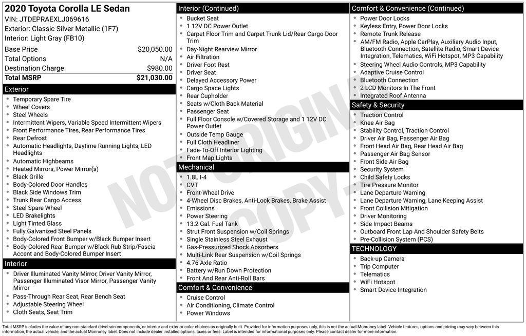 used 2020 Toyota Corolla car, priced at $19,383