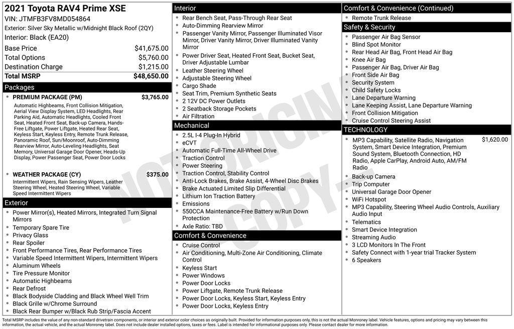 used 2021 Toyota RAV4 Prime car, priced at $32,892