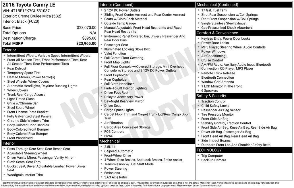 used 2016 Toyota Camry car, priced at $15,317
