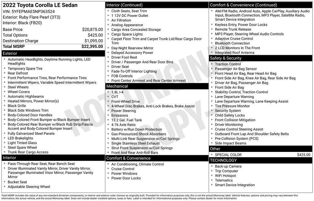 used 2022 Toyota Corolla car, priced at $20,676