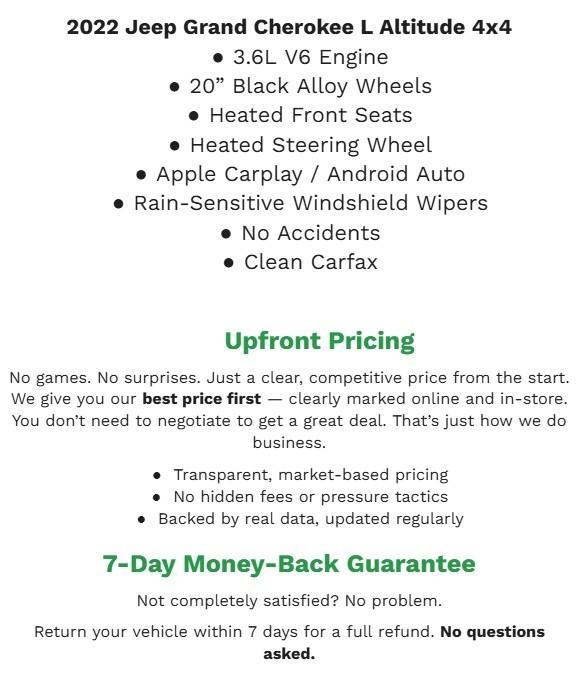 used 2022 Jeep Grand Cherokee L car, priced at $31,616