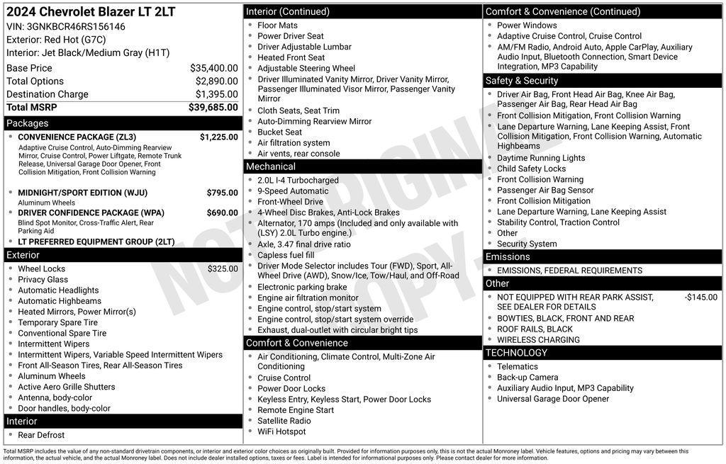 used 2024 Chevrolet Blazer car, priced at $24,990