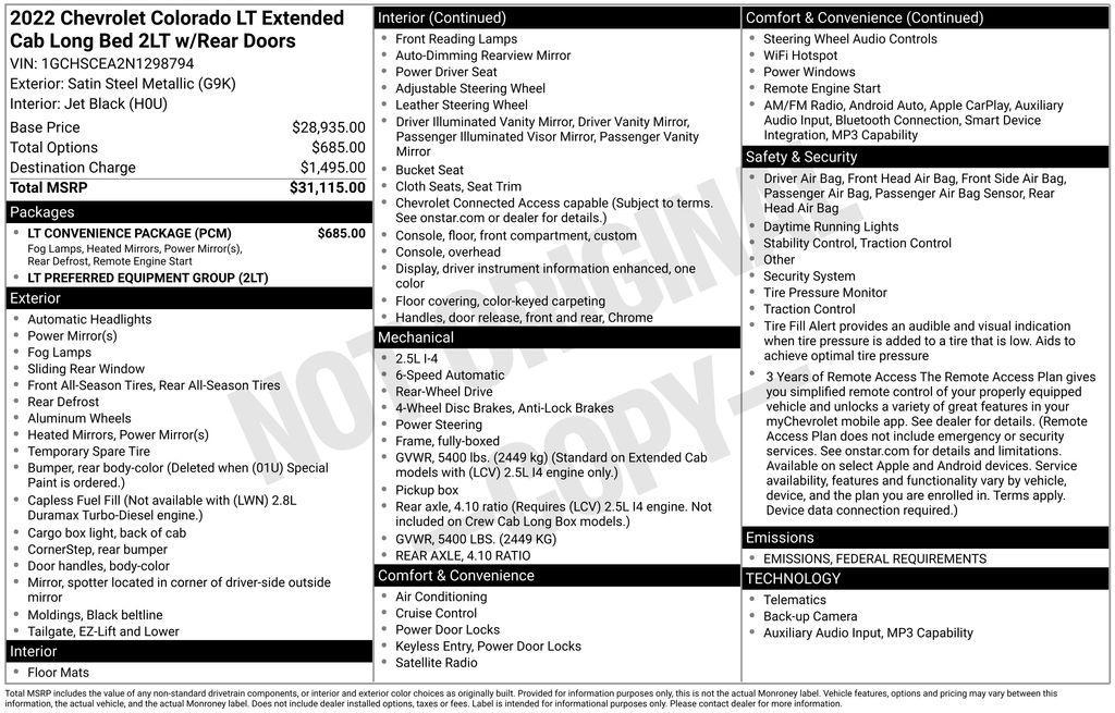 used 2022 Chevrolet Colorado car, priced at $23,890