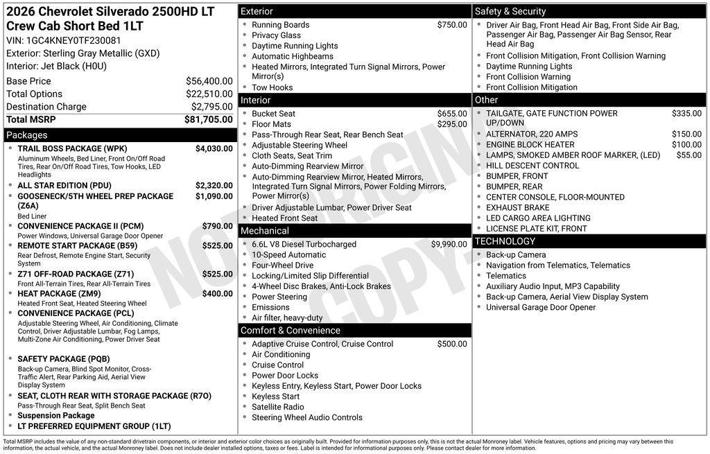 new 2026 Chevrolet Silverado 2500 car, priced at $72,985