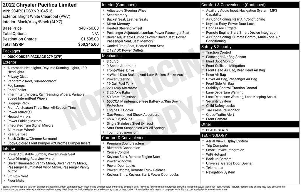 used 2022 Chrysler Pacifica car, priced at $25,990