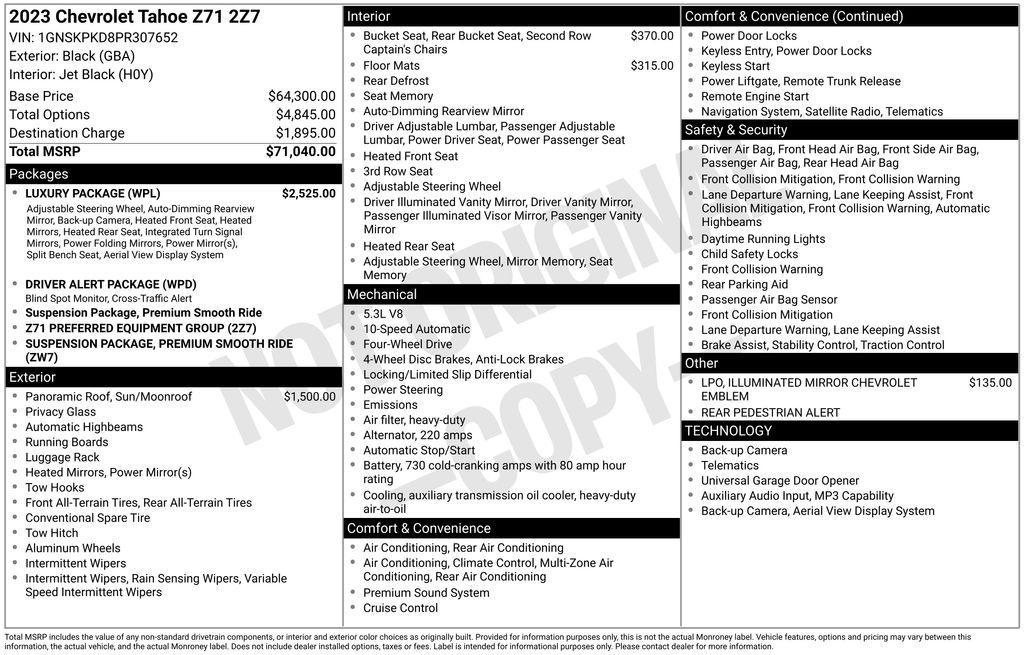 used 2023 Chevrolet Tahoe car, priced at $58,490