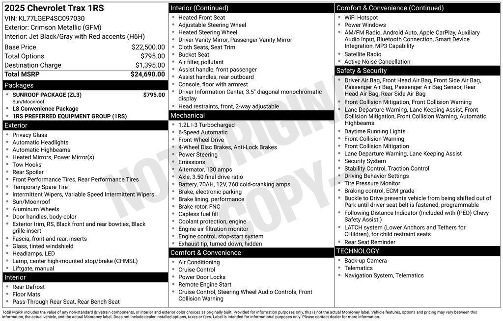 used 2025 Chevrolet Trax car, priced at $22,390