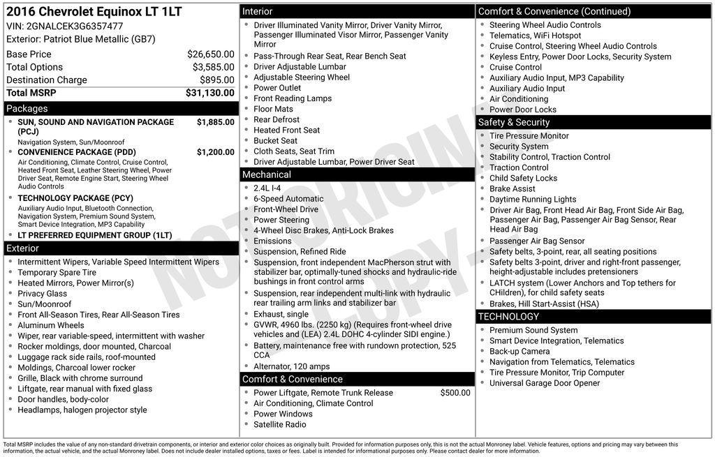 used 2016 Chevrolet Equinox car, priced at $8,490