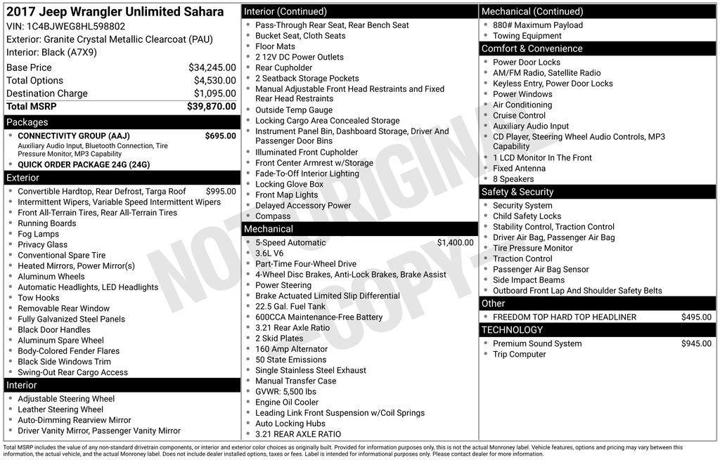 used 2017 Jeep Wrangler Unlimited car, priced at $21,990