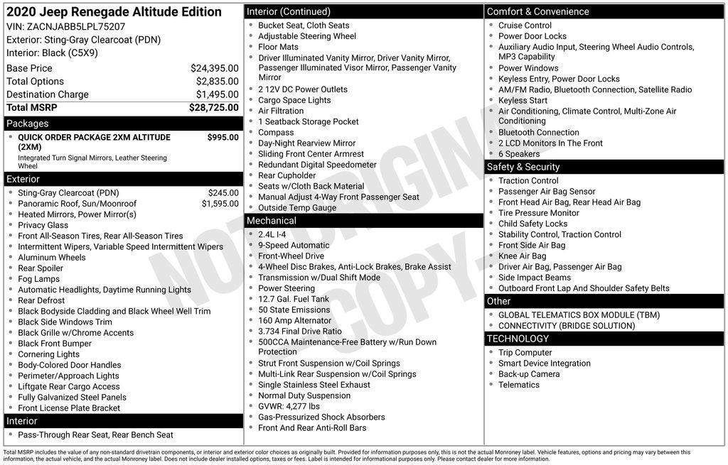 used 2020 Jeep Renegade car, priced at $10,990