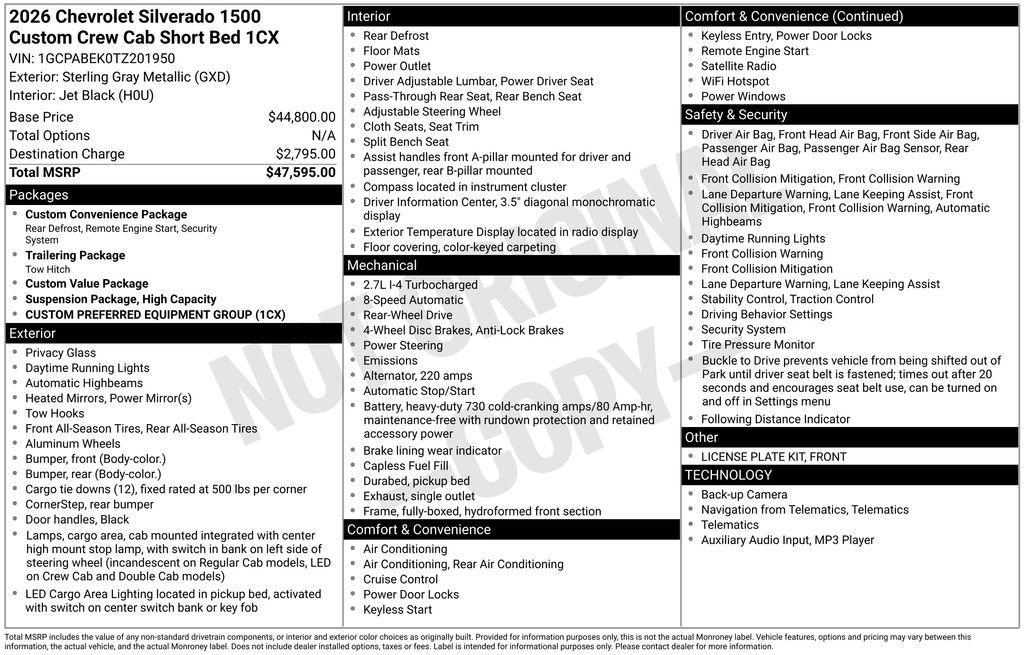 new 2026 Chevrolet Silverado 1500 car, priced at $37,509