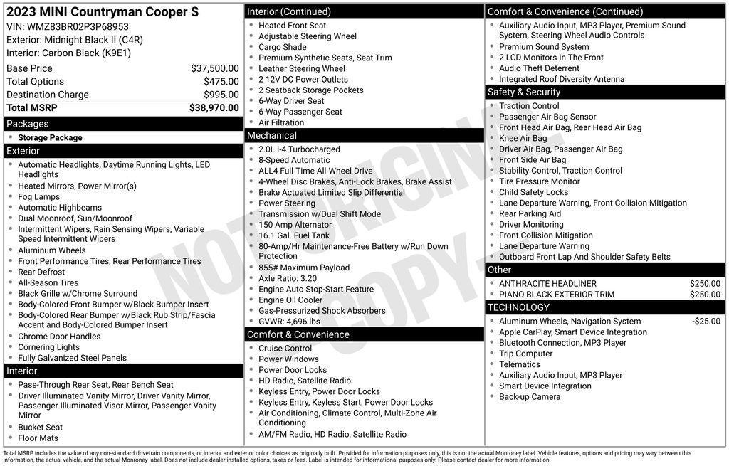 used 2023 MINI Countryman car, priced at $28,500