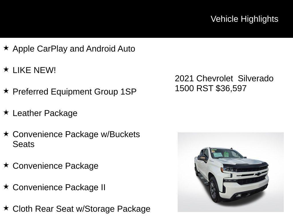 used 2021 Chevrolet Silverado 1500 car, priced at $36,597