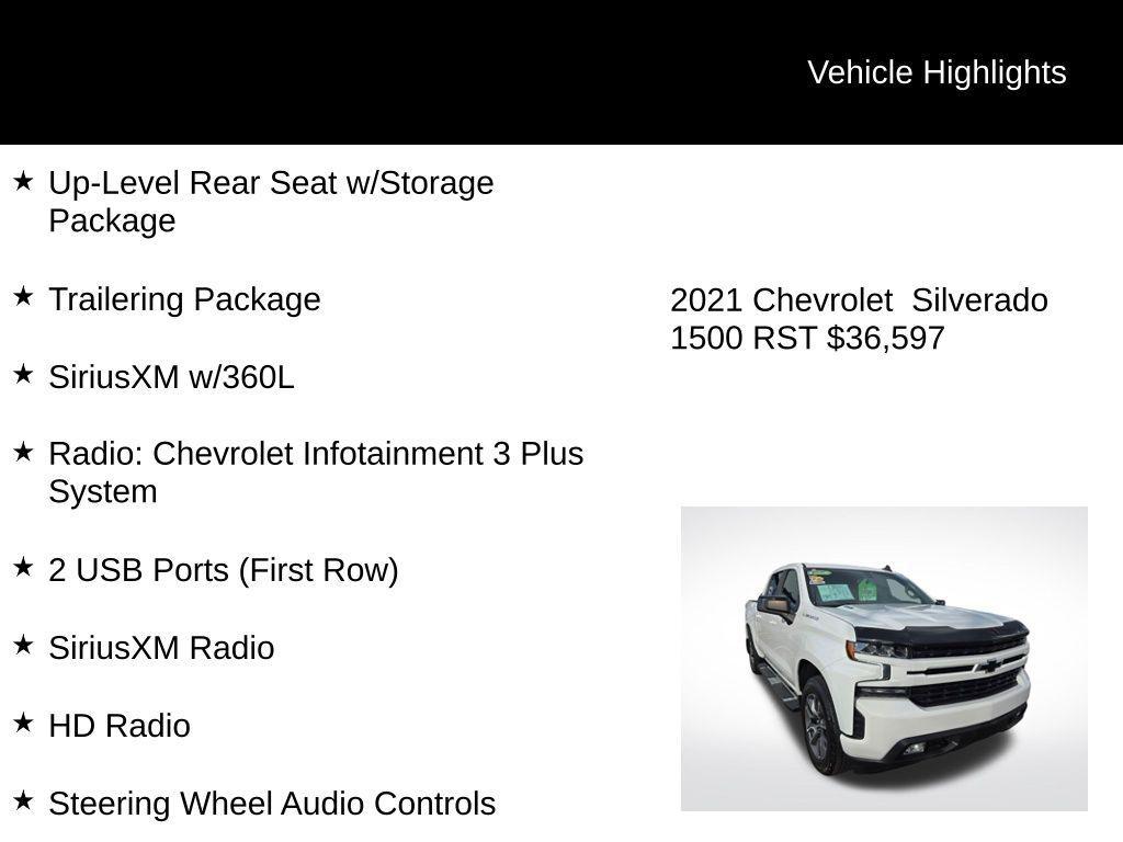 used 2021 Chevrolet Silverado 1500 car, priced at $36,597
