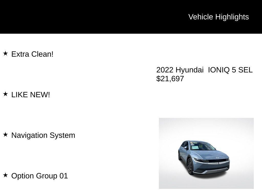 used 2022 Hyundai IONIQ 5 car, priced at $21,697