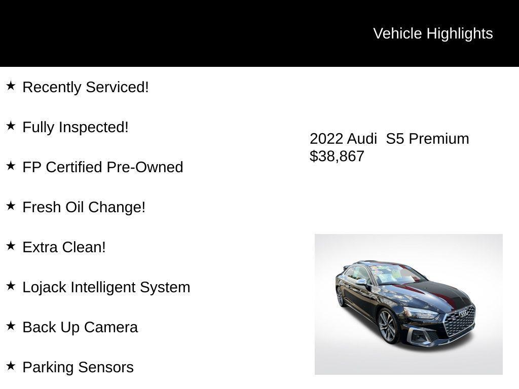 used 2022 Audi S5 car, priced at $38,867