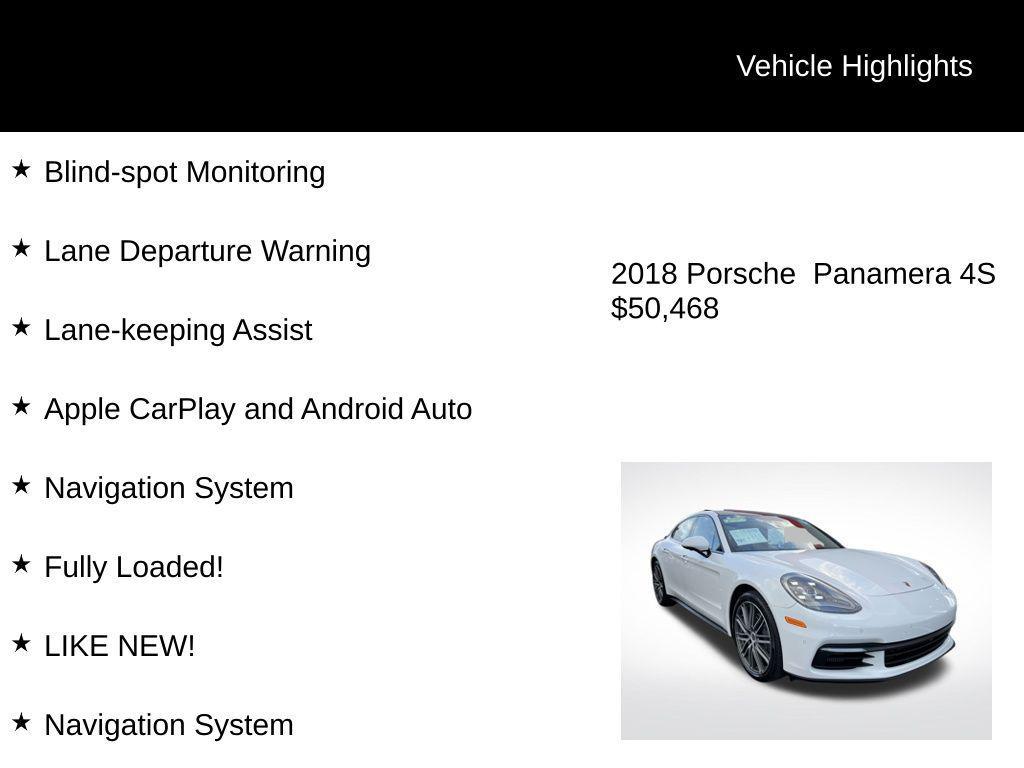 used 2018 Porsche Panamera car, priced at $50,468