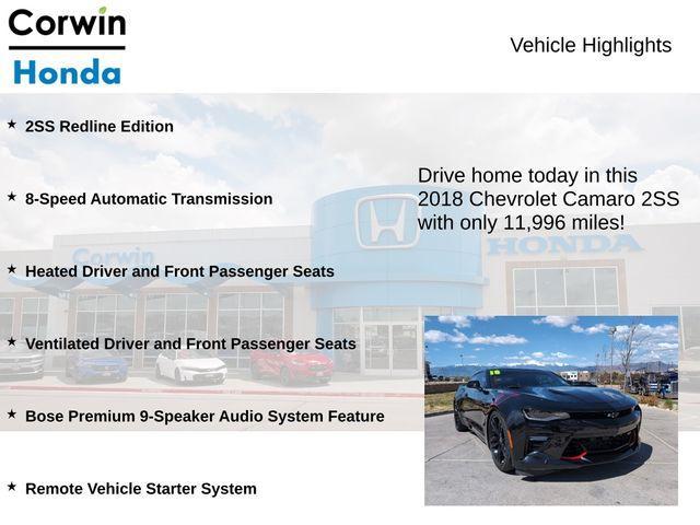 used 2018 Chevrolet Camaro car, priced at $43,000