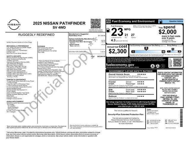 new 2025 Nissan Pathfinder car, priced at $37,390