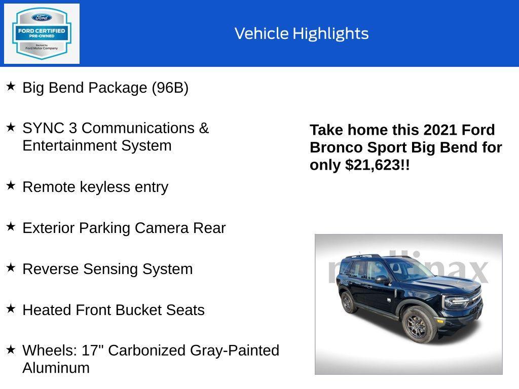 used 2021 Ford Bronco Sport car, priced at $21,623