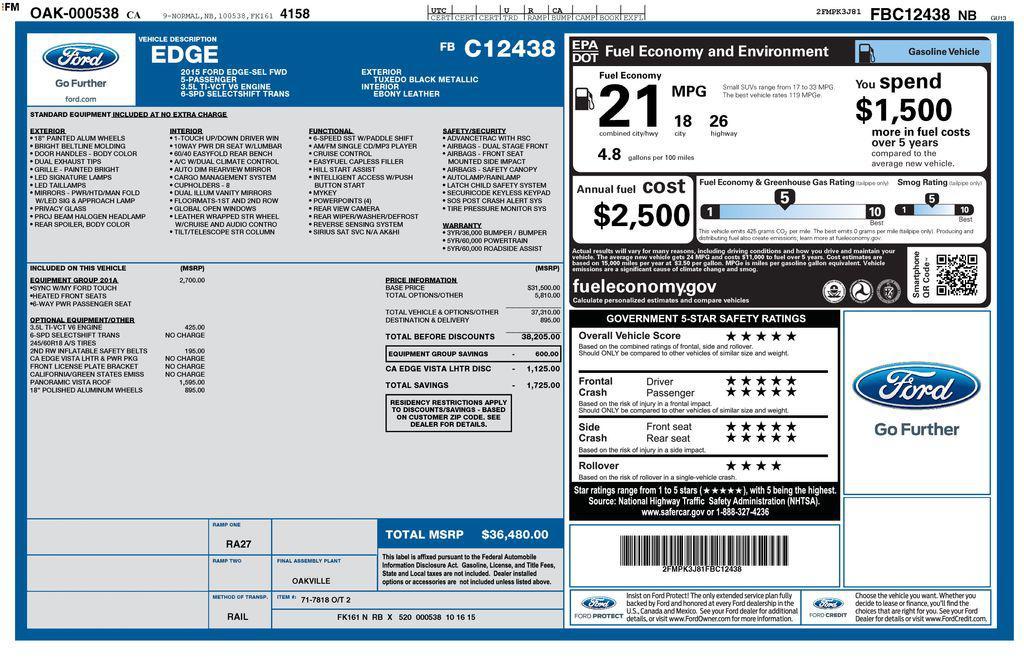 used 2015 Ford Edge car, priced at $11,983