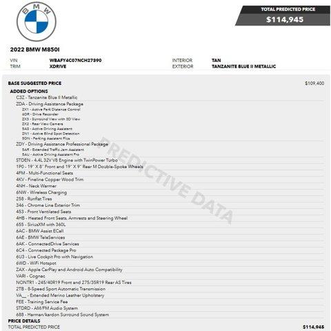used 2022 BMW M850 car, priced at $66,498