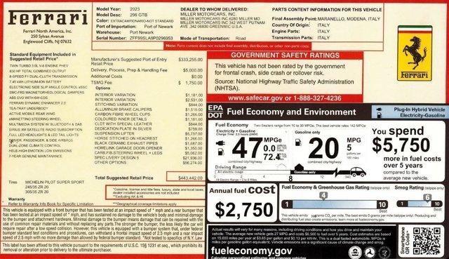 used 2023 Ferrari 296 GTB car, priced at $319,900