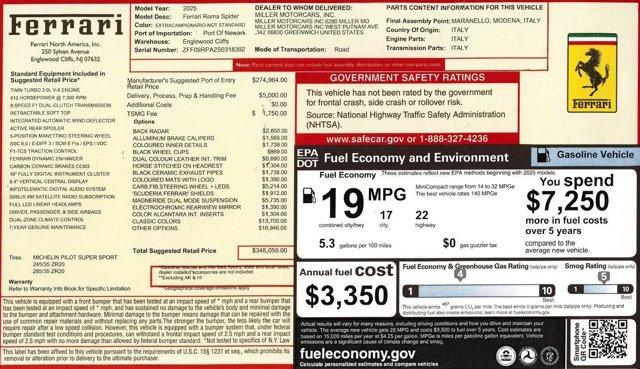 used 2025 Ferrari Roma Spider car, priced at $335,900