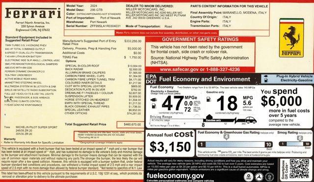 used 2024 Ferrari 296 GTB car, priced at $340,900