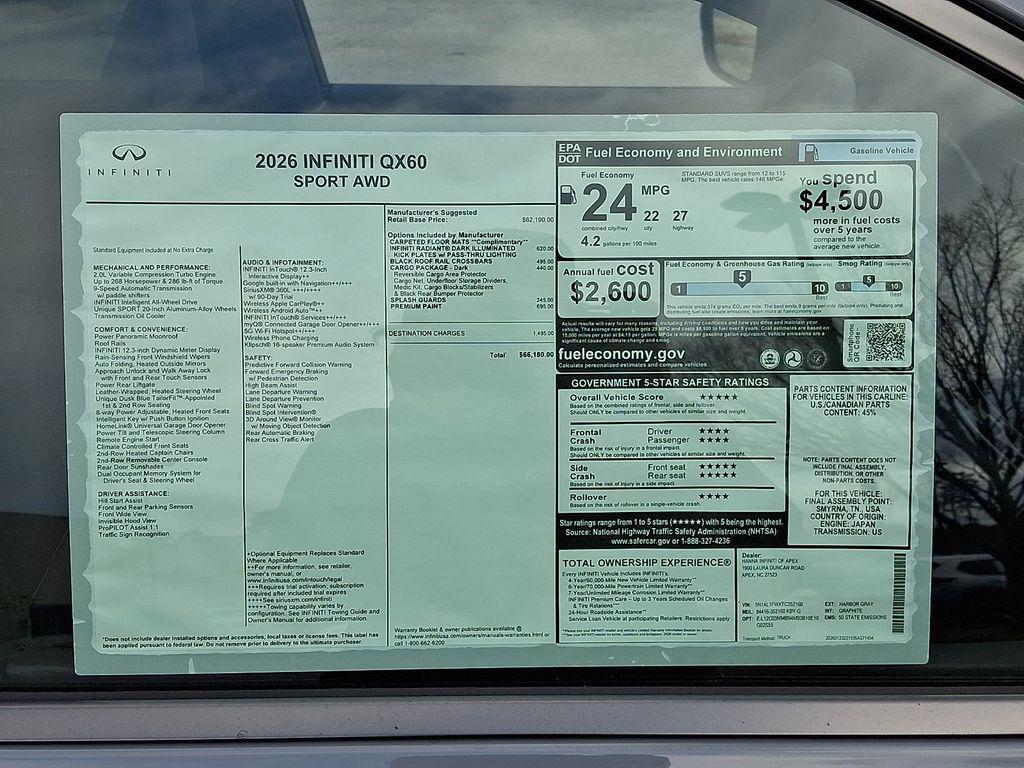 new 2026 INFINITI QX60 car, priced at $56,123