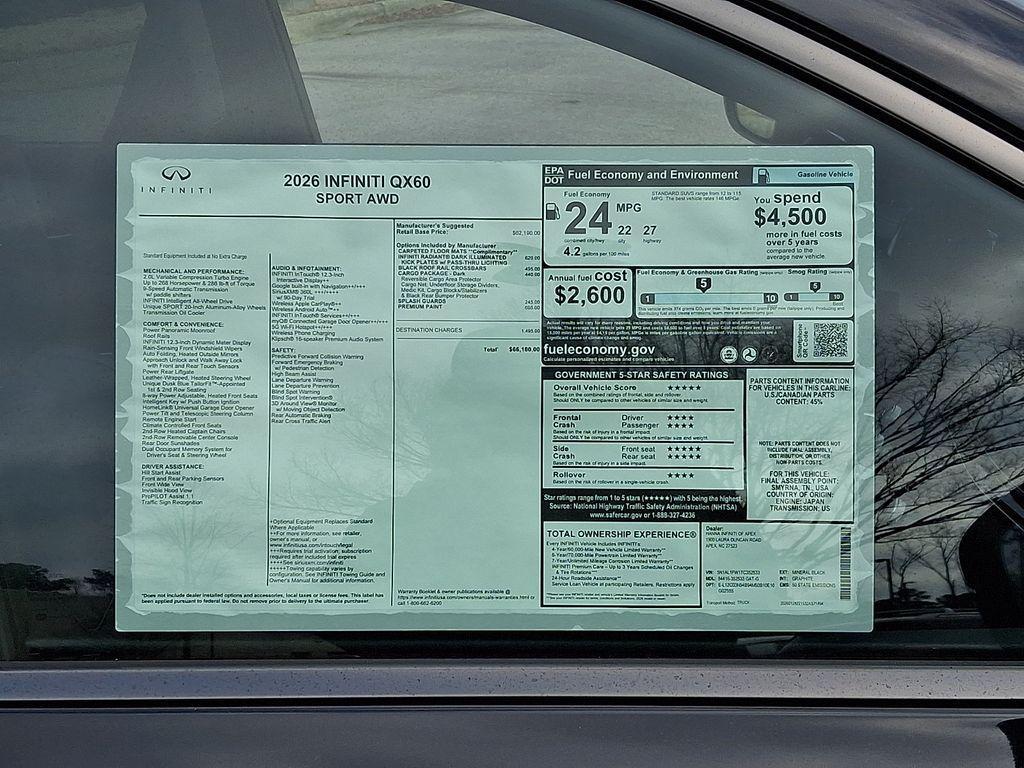 new 2026 INFINITI QX60 car, priced at $56,123