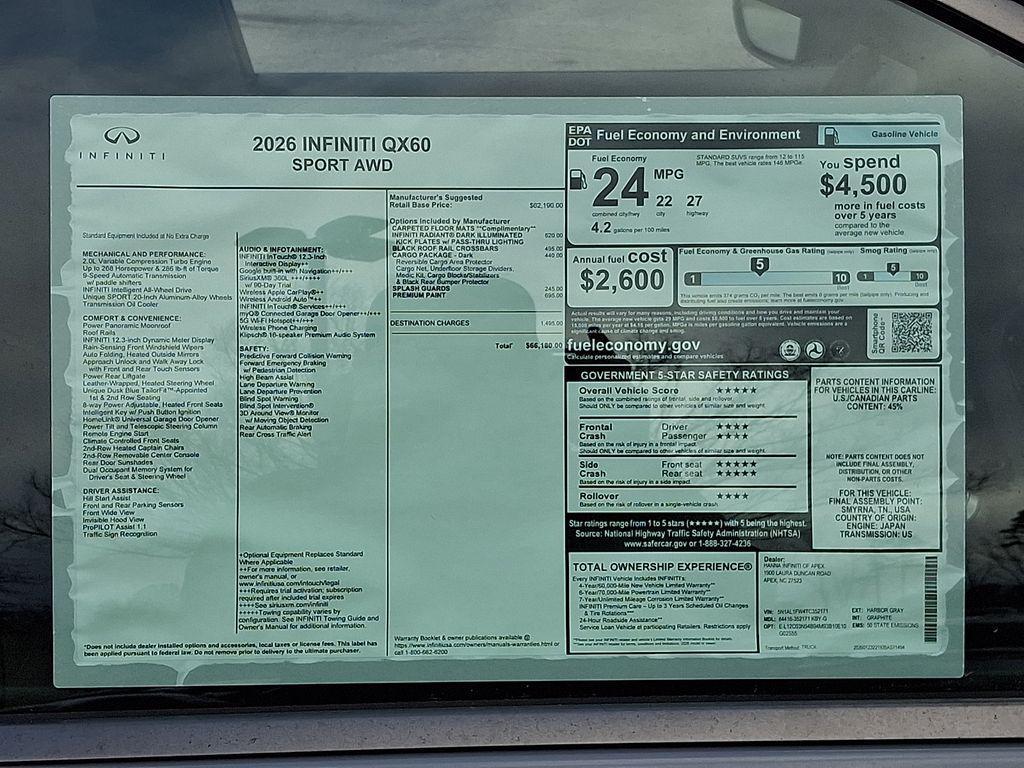 new 2026 INFINITI QX60 car, priced at $56,123