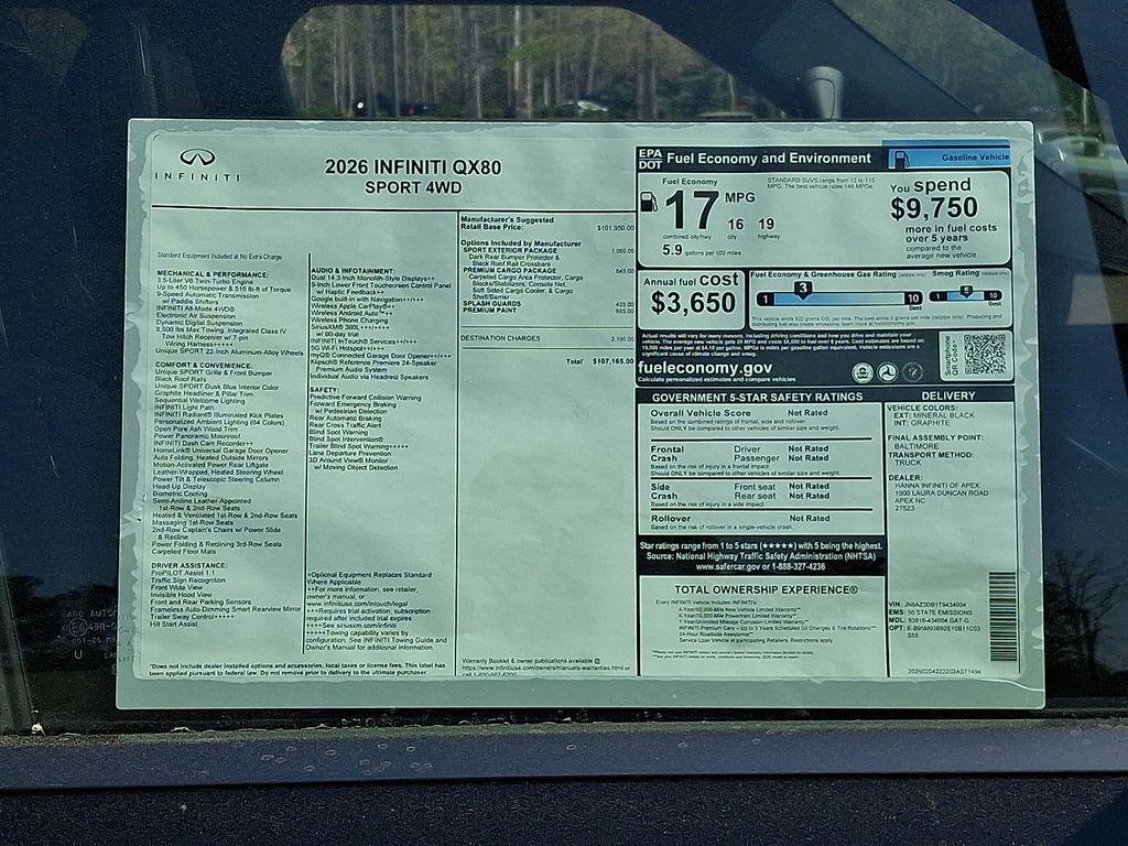 new 2026 INFINITI QX80 car, priced at $91,472