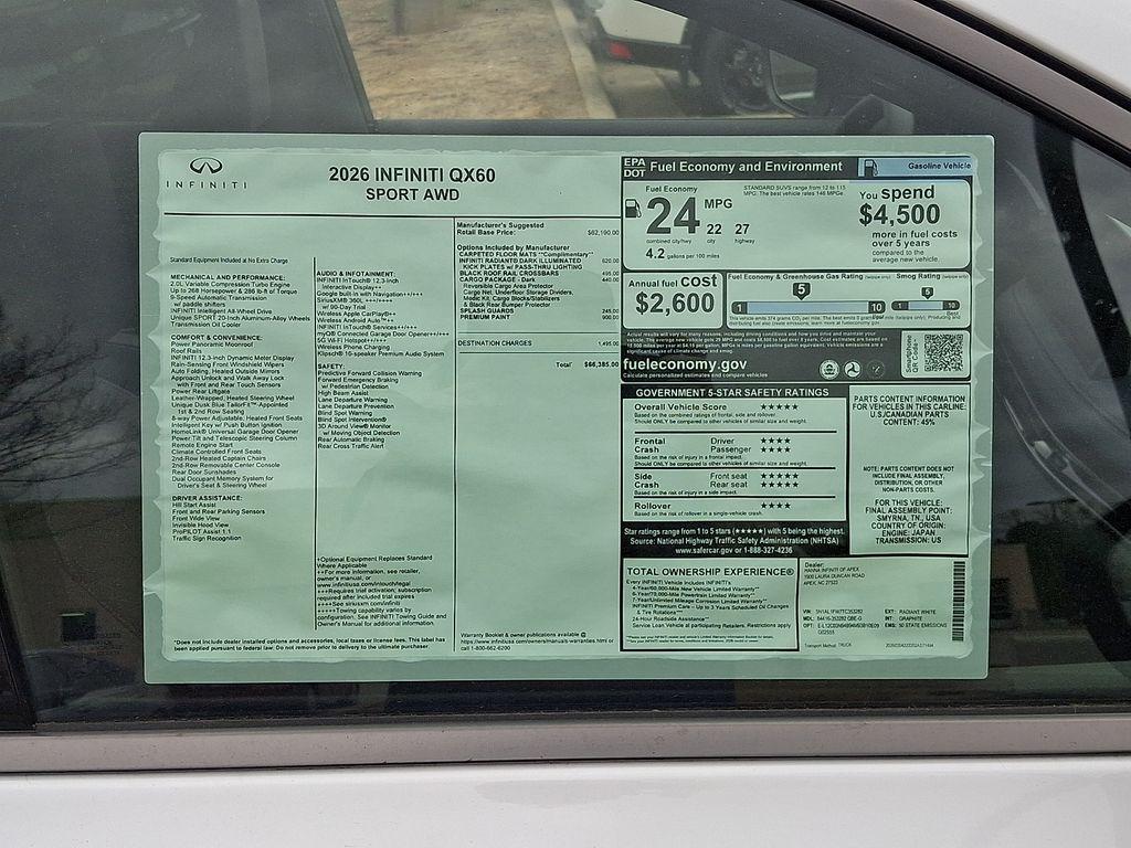 new 2026 INFINITI QX60 car, priced at $56,319