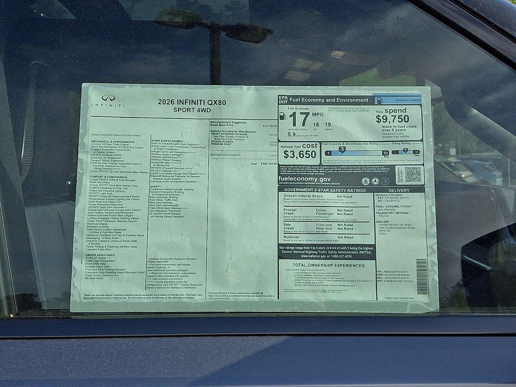 new 2026 INFINITI QX80 car, priced at $90,696