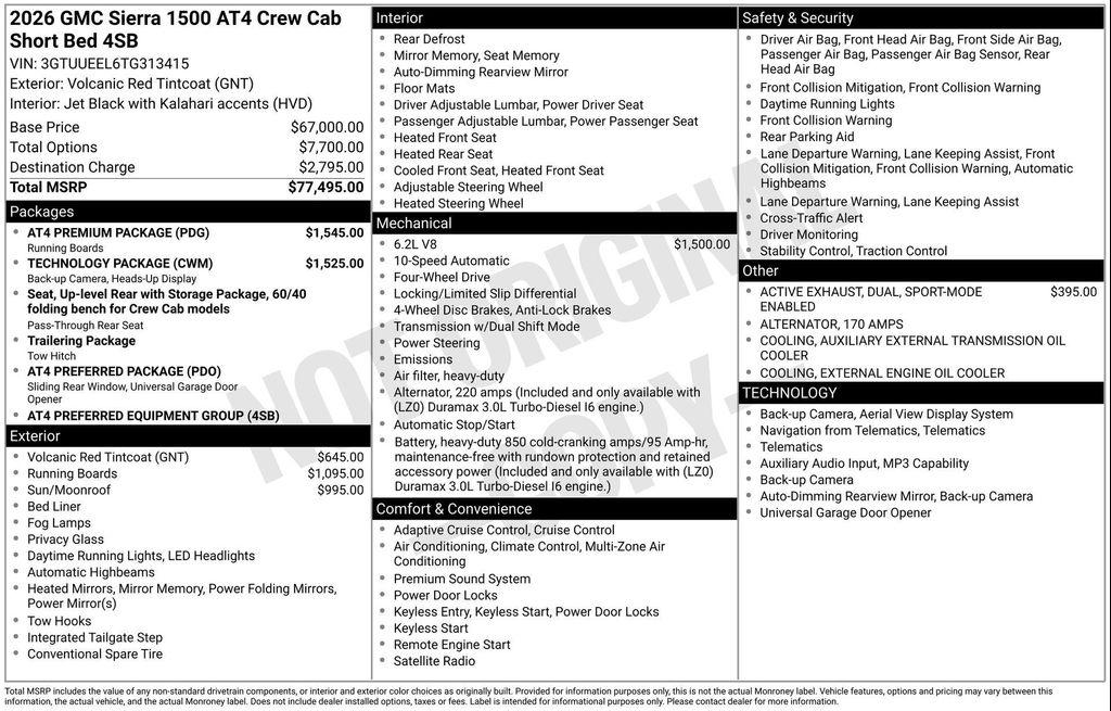 new 2026 GMC Sierra 1500 car, priced at $66,532