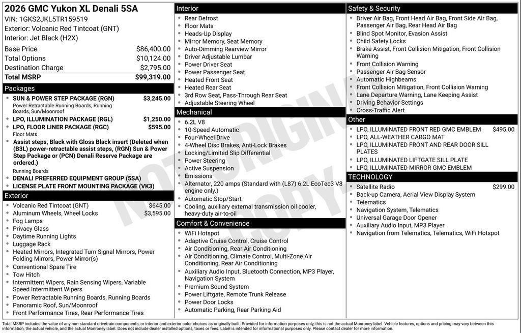 new 2026 GMC Yukon XL car, priced at $93,622