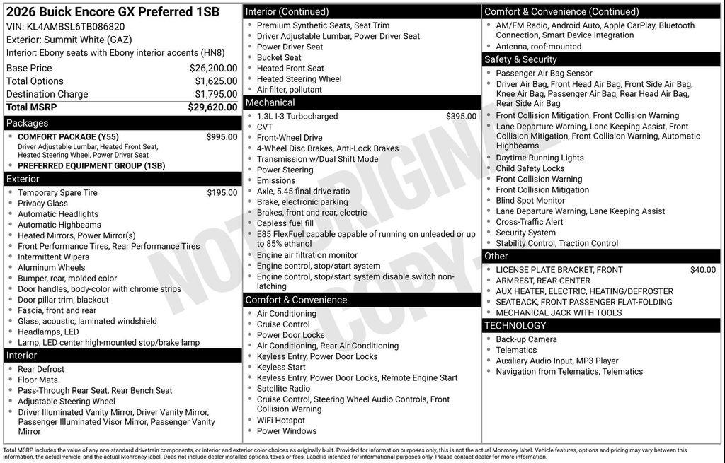 new 2026 Buick Encore GX car, priced at $24,084