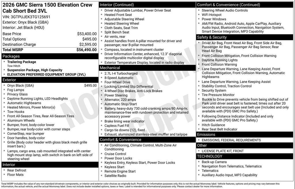 new 2026 GMC Sierra 1500 car, priced at $48,831