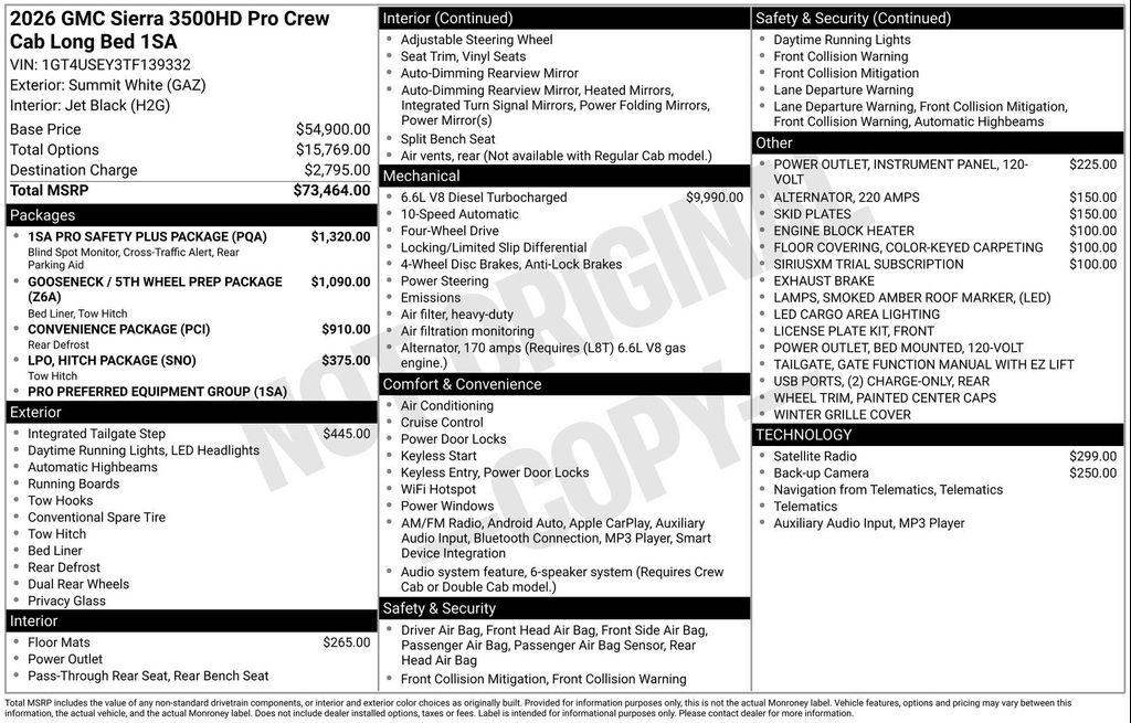 new 2026 GMC Sierra 3500 car, priced at $70,611