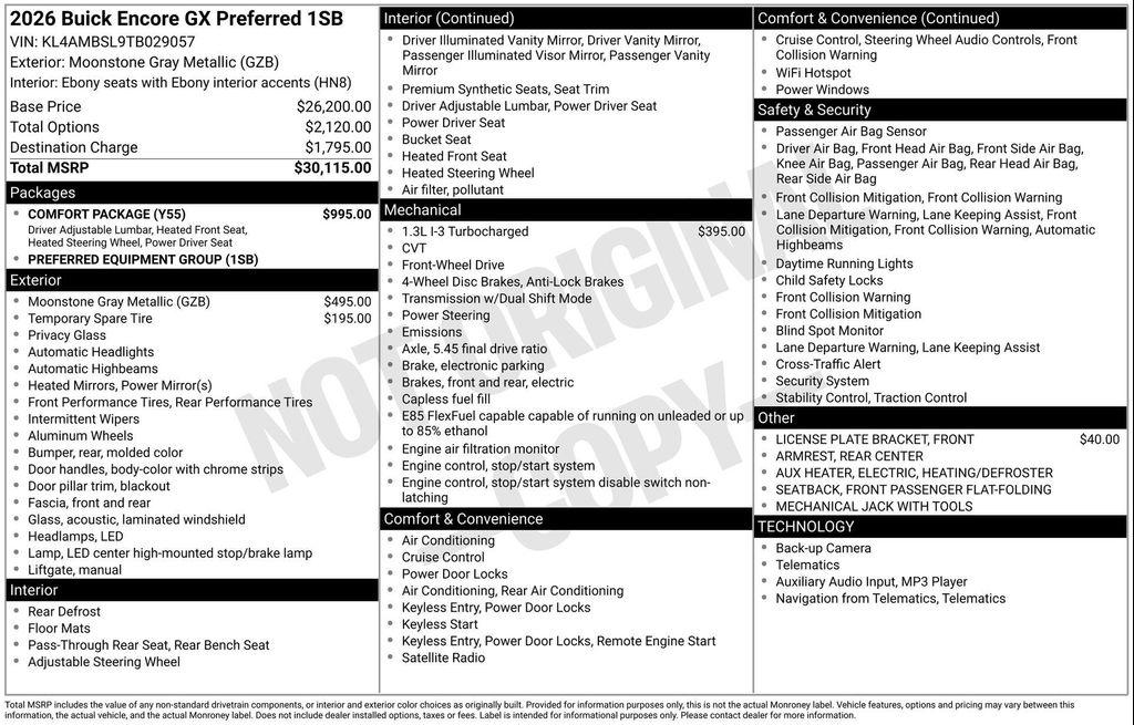 new 2026 Buick Encore GX car, priced at $23,940