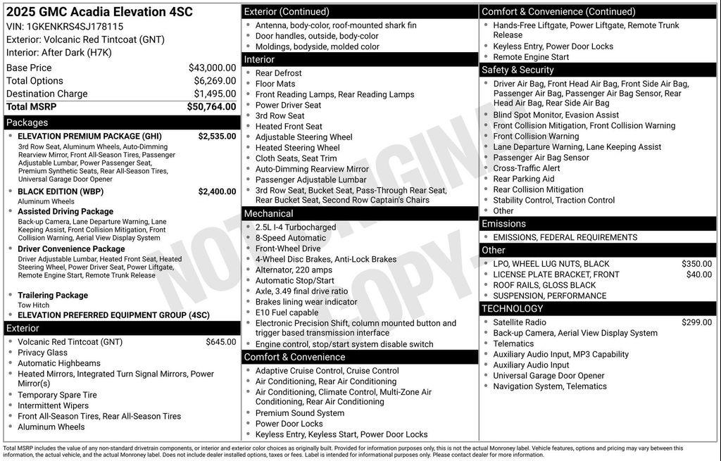new 2025 GMC Acadia car, priced at $44,429