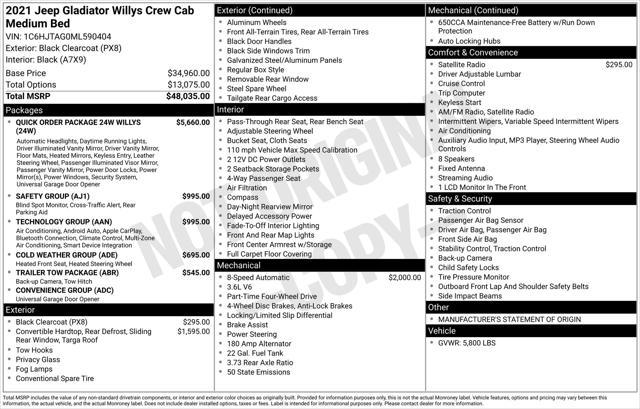 2021 Black Clearcoat Jeep Gladiator