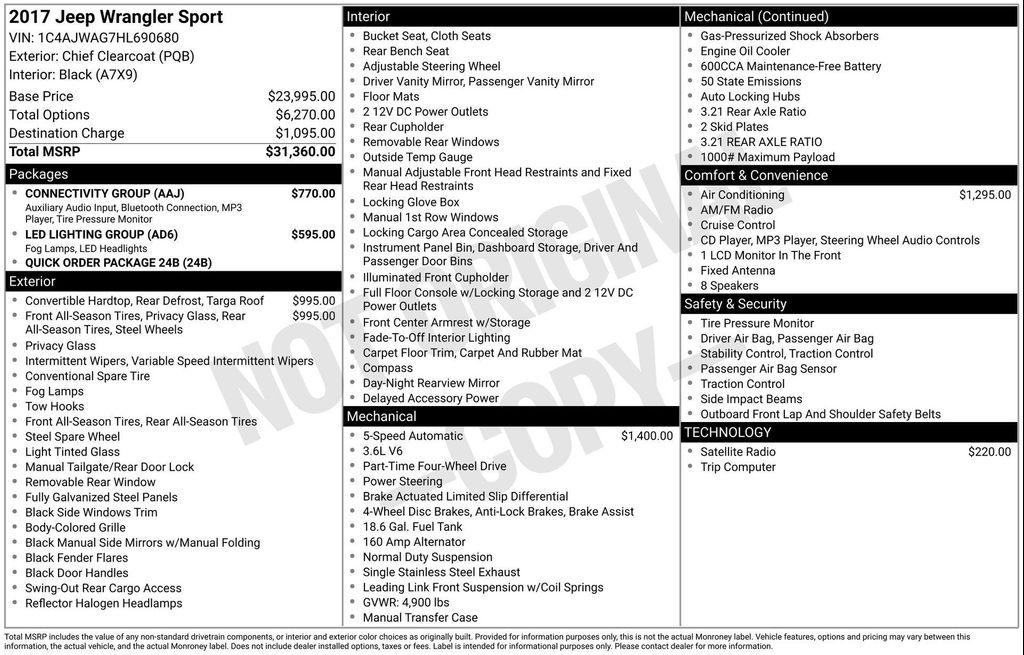 used 2017 Jeep Wrangler car, priced at $11,677