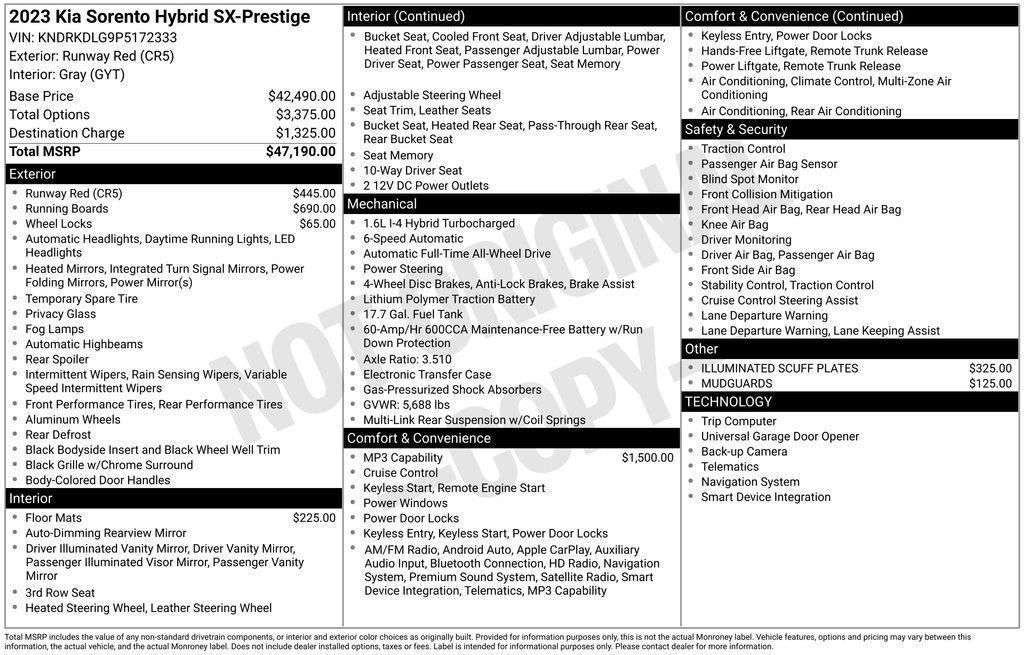 used 2023 Kia Sorento Hybrid car, priced at $33,532