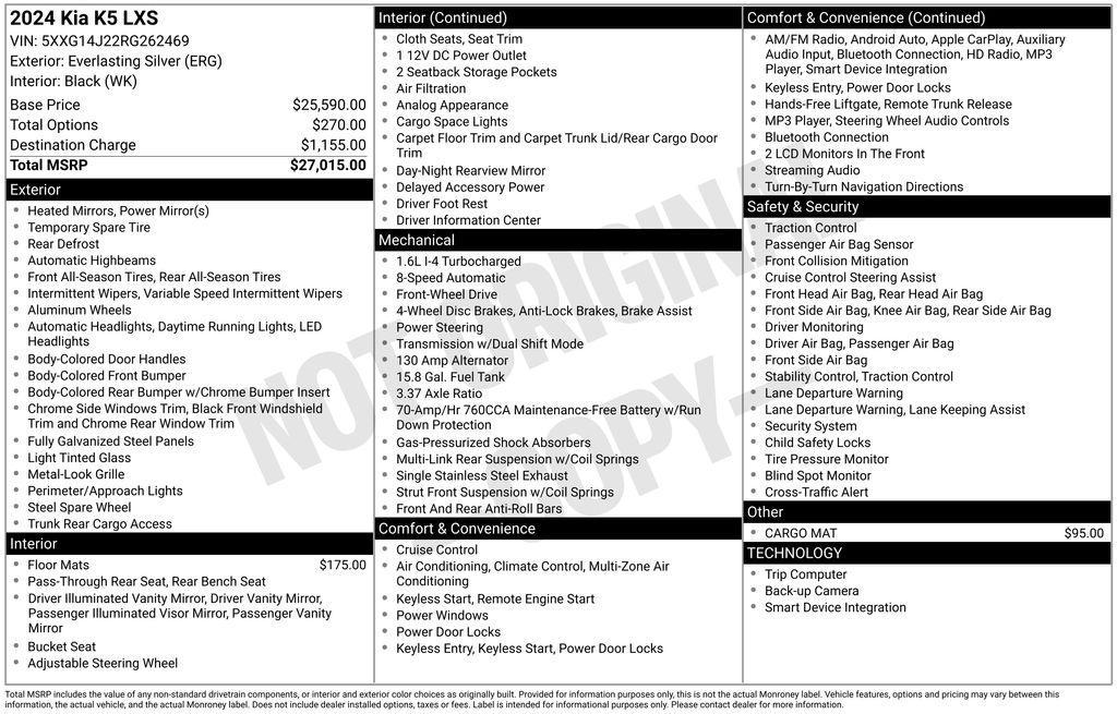 used 2024 Kia K5 car, priced at $22,325