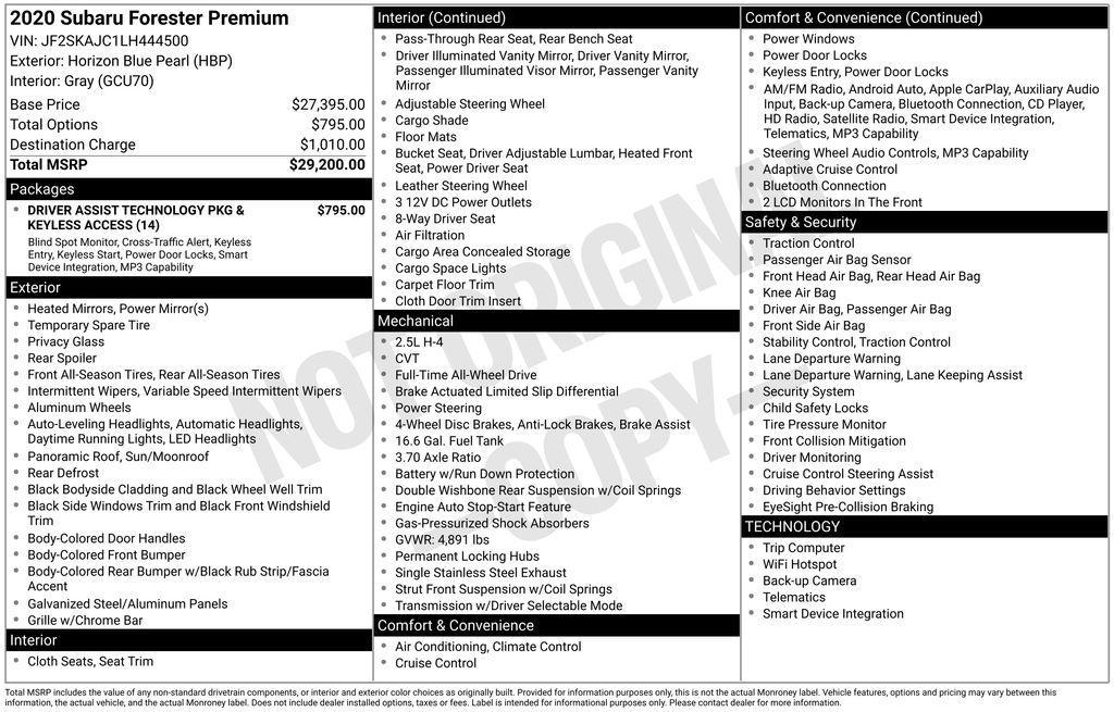 used 2020 Subaru Forester car, priced at $16,650