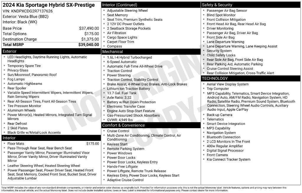 used 2024 Kia Sportage Hybrid car, priced at $32,625