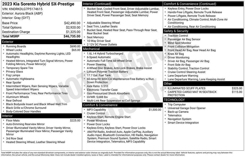 used 2023 Kia Sorento Hybrid car, priced at $35,170